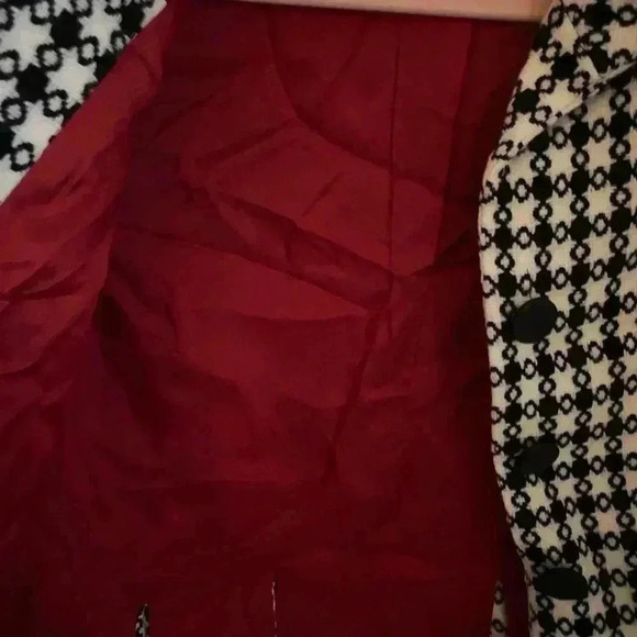 Bloomingdale’s Geometric Print Y2K Black\White Wool Blend Tweed Blazer Size 4 - Picture 4 of 12